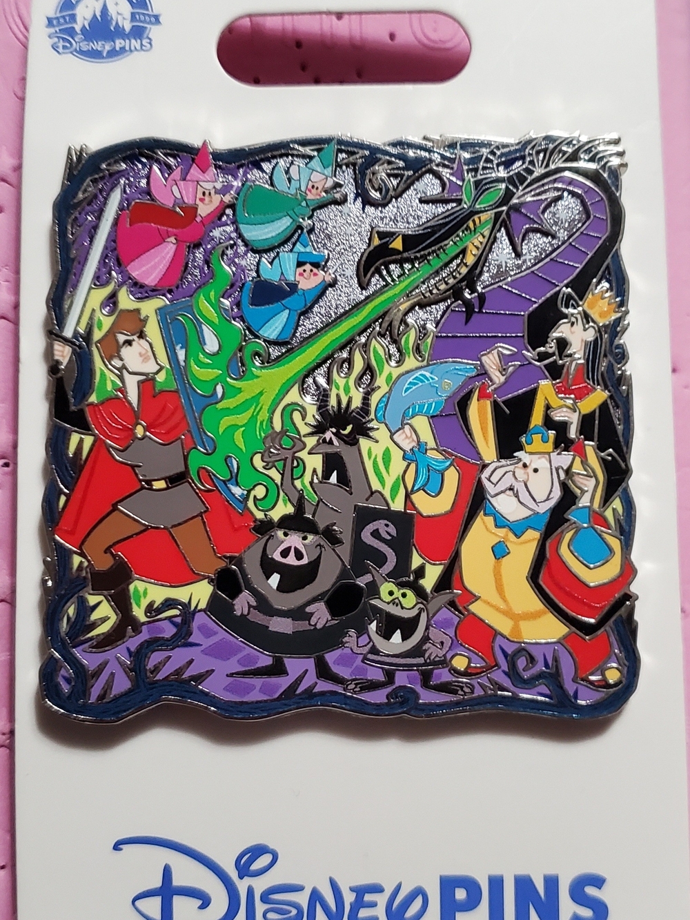 Disney Multicolor Enamel Art Pin Featuring Classic Characters